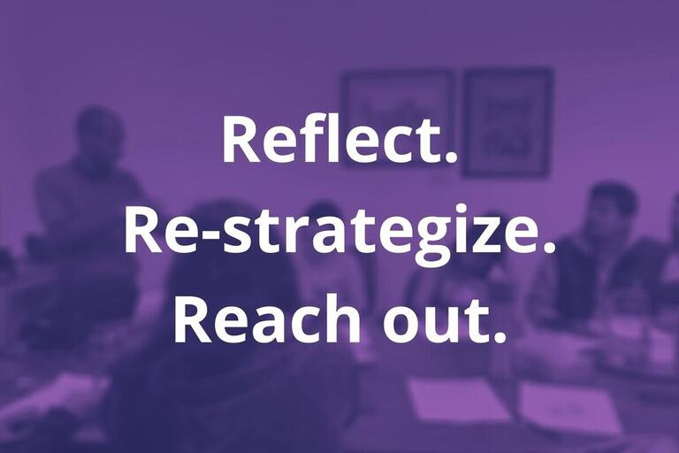 Reflect. Re-strategize. Reach out. wordmark