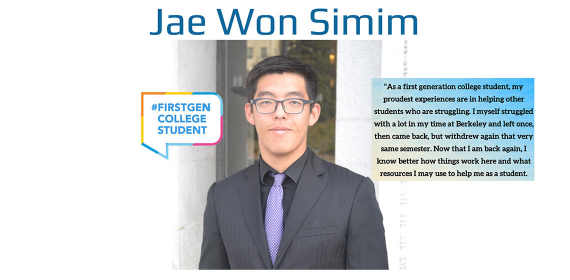 Jae Won Simim first generation college student profile